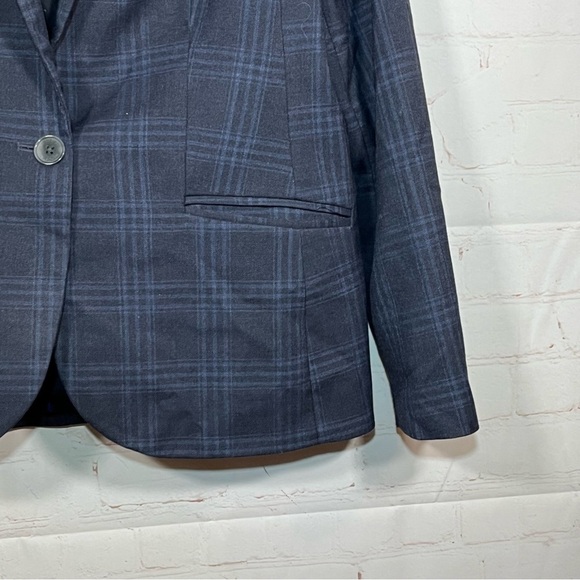 Lands End Blazer Womens Size 10P Blue Plaid One Button Lined Classic - Picture 7 of 11